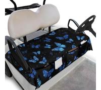 Biyejit Blue Butterfly Golf Buggy Seat Cover with 2 Pockets Anti-Hot Golf Buggy Seat Protecter Golf Cart Decoration for 2-Person Seats Club Machine Washable
