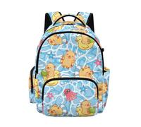 Biyejit Blue Capybara Swimming Girls Boys Kids Backpack Lightweight Comfortable School Bag with Multi Pockets Rucksack for Elementary Middle School Hiking Camping