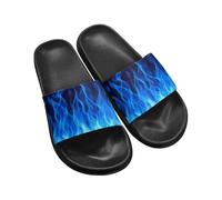 Biyejit Blue Fire Slide Sandal Shoes Open Toe Shower Slippers for Women Men Light Weight Footwear for Summer Beach Pool Bathroom Garden House 35-45