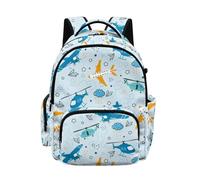 Biyejit Blue Plane Print Kids Backpack Back to School Lightweight Durable Rucksack for Boys Elementary Daypack School Outdoor