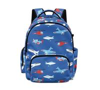 Biyejit Blue Plane Printed Kids Backpacks Boys School Bag Lightweight Rucksack for Elementary Middle School Teen Students