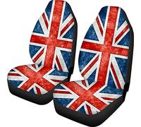 Biyejit British Flag Front Seat Cover for Most Vehicles - 2 Pack Car Seat Protector, Interior Auto Bucket Seat Cover for SUV, Truck