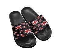 Biyejit British Flag Slide Sandal Shoes Open Toe Shower Slippers for Women Men Light Weight Footwear for Summer Beach Pool Bathroom Garden House 35-45