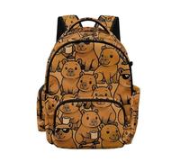 Biyejit Brown Capybara Childrens School Backpack with Multiple Zipper Pockets Lightweight Rucksack Back to School for Kids Boys Girls Elementary Students