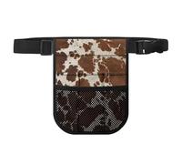 Biyejit Brown Cow Print Nurse Waist Fanny Pack Water Repellent Medical Bag with Multi-Compartment for Nurses Doctors Holds Pens Gauze Phone Logs