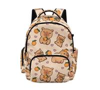 Biyejit Capybara Orange Print Childrens Backpack School Travel Lightweight Rucksack for Girls Middle-School Elementary Bookbag