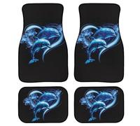 Biyejit Car Floor Mats with Dolphin Hearts for Front and Rear, Anti-Slip Cushions, Automotive Accessories, 4-Piece Set, Heavy Duty Dust Car Mats