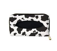 Biyejit Car Tissue Holder, Black and White Cow Print Sun Visor Napkin Holder, Car Visor Tissue Holder, PU Leather backseat tissue case holder for car, Vehicle