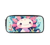 Biyejit Cartoon Axolotl Pencil Case Kids Pen Bag Box Child Cosmetic Makeup Coins Purse for Womens Ladies Toiletry Stationery Bag for Teen Boys Girls Back to School Gift
