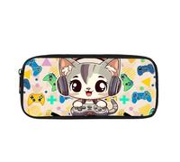 Biyejit Cartoon Cat Pencil Case Kids Pen Bag Containers Child Stationery Brush Organizer Toiletry Stationery Bag for Teen Boys Girls Back to School Gift
