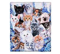 Biyejit Cats Selfie Print Blanket Plush Smooth Soft Throw Blanket for Chair Bed Office Travelling Camping