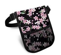 Biyejit Cherry Printed Medical Waist Bag Nurse Fanny Pack with Adjustable Strap Mesh Pockets for Medical Supplies Scissors Bandage, Black