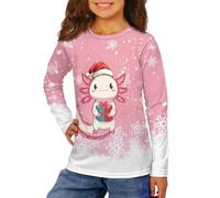 Biyejit Christmas Axolotl Kids Sweatshirt Jumper Long Sleeve T-Shirt Crewneck Loose Pullover for Age 3-16 Years