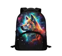 Biyejit Cool Galaxy Wolf Print Toddler Backpack for Boys, Preschool Kindergarten Backpack, Cute Kids School Bookbag with Adjustable Straps