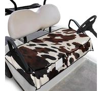 Biyejit Cow Hide Print Golf Cart Seat Covers for Cool or Cold Weather, Golf Cart Seat Towel Blanket with 4 Front Pockets, Suits Club Car and Other 2-Seat Golf Carts
