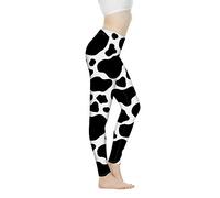 Biyejit Cow Print High Waist Yoga Pants for Women Tummy Control Workout Pants Stretch Leggings