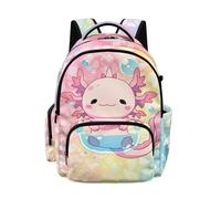 Biyejit Cute Axolotl Bubble Kids Large Capacity Backpack School Rucksack Lightweight School Bag for Middle-School Elementary Girls Daily Commute