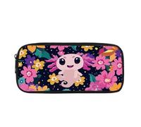 Biyejit Cute Axolotl Pencil Case Kids Pen Bag Box Child Cosmetic Makeup Coins Purse for Womens Ladies Toiletry Stationery Bag for Teen Boys Girls Back to School Gift