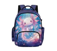 Biyejit Cute Blue Axolotl Kids School Backpack Lightweight with Adjustable Shoulder Straps for Girls Elementary Middle School Travel Hiking