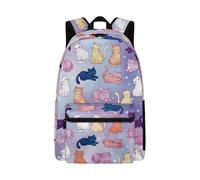 Biyejit Cute Cats Backpack 17 Inches Large Capacity Children School Bags with Front Pocket Lightweight Schoolbag Daypack Gift