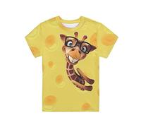 Biyejit Cute Giraffe Boys Girls Tees Short Sleeve Tops Yellow T-Shirt Summer Graphic Crewneck Casual Tshirt Size 3-16Y