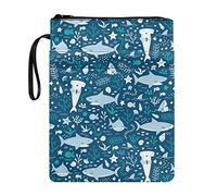 Biyejit Cute Sea Shark Book Sleeve Book Protector Book Cover Hardcover Book Protectors for Paperbacks Washable Book Protection for Paperback Books with Zipper Book Lover Gifts
