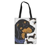 Biyejit Dachshund Print Cotton Linen Shopping Bags Shoulder Handbag Pouch Ladies Tote