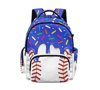 Biyejit Dark Blue Baseball Donut Kids Large Capacity Backpack School Rucksack Lightweight School Bag for Middle-School Elementary Boys Daily Commute