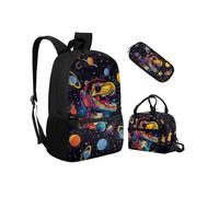 Biyejit Dinosaurs School Backpack Set 3 Pieces Backpack with Lunch Bag Pencil Bag Case Lightweight Bookbags 17 Inches for Hiking, Camping, Travel, Work