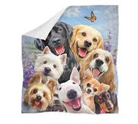 Biyejit Dogs Selfie Print Super Soft Plush Fleece Throw Blanket for Women Men Children