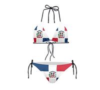 Biyejit Dominican Flag Women's Bikini Set Halter String Brazilian Swimwear Two Pieces Triangle Swimsuit Push Up Padded Bathing Suits