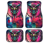 Biyejit Dream Catcher Owl Car Floor Mat-4 Piece Set Rubber Anti-slip Floor Mat for Sedan,Vans,Sedan,RV,Trucks Automotive Accessories Heavy Dust Cushion