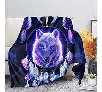 Biyejit Dream Catcher Wolf Fleece Throw Blankets for Couch Sofa Bedroom Bed Decorative Throws Blankets