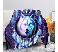 Biyejit Dream Catcher Wolf Print Fleece Throw Blankets for Couch Sofa Bedroom Bed Decorative Throws Blankets