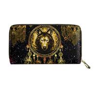 Biyejit Dream Catcher Wolf Women Large Long Purse Phone Card Holder Clutch Capacity Pocket Gift