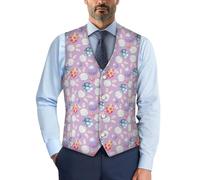 Biyejit Easter Egg Rabbit Waistcoat for Men Formal Suit Vest with Button Slim Classic Sleeveless Jacket for Business Tuxedo Party Wedding S-4XL