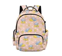 Biyejit Elephant Sleeping Stars Kids Backpack for School with 1 Side Zipper Pockets and 1 Side Pocket Lightweight Rucksack for Elementary Girls Books and Supplies