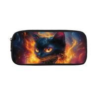 Biyejit Fire Cat Pencil Case Kids Pen Bag Box Childrens Stationery Brush Organizer Toiletry Stationery Bag for Teen Boys Girls Back to School Gift