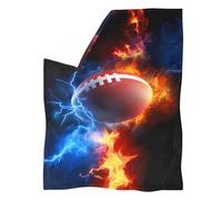 Biyejit Fire Rugby Throw Blanket Soft Bedding Blanket for Kids Adults Couch Sofa Size XS-3XL