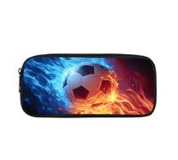 Biyejit Fire Soccer Ball Pencil Case Kids Pen Bag Pouch Child Stationery Brush Organizer Toiletry Stationery Bag for Teen Boys Girls Back to School Gift