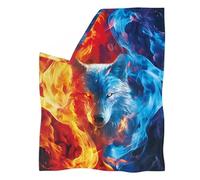 Biyejit Fire Wolf Throw Blanket Soft All Season Blanket for Sofa Couch Size XS-3XL