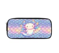 Biyejit Fish Scales Axolotl Pencil Case Kids Pen Bag Containers Child Cosmetic Makeup Coins Purse for Womens Ladies Toiletry Stationery Bag for Teen Boys Girls Back to School Gift