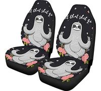 Biyejit Floral Sloth Front Car Seat Cover 'let the shit go'Pattern Vehicle Bucket Seats for Car Accessories SUV Van Sedan Sedan Soft 2 Piece
