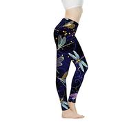 Biyejit Galaxy Dragonfly Womens Workout Yoga Pants, Athletic Jumpsuit, Gym Dance Workout Leggings for Women