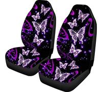 Biyejit Galaxy Purple Butterfly Car Front Seat Covers Saddle Blanket Elastic Universal Size for Cars, Sedan, SUV, Van, Truck