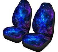 Biyejit Galaxy Stars Front Car Seat Cover Protector Cushion Universal Fit Sedan SUV Van Truck 2 Piece Set Accessory