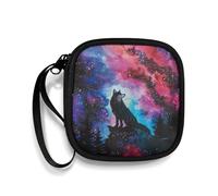 Biyejit Galaxy Wolf Headphone Case Lightweight Headphone Storage Bag Universal Earphones Protection Luggage Accessories for USB Cables, Keys, Coin