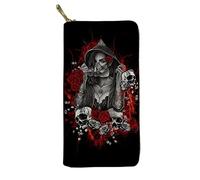 Biyejit Gothic Rose Women Print Zip Around Wallets for Women Clutch Large Capacity Long Leather Purse Phone Credit Card Holder Travel Organizer