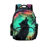 Biyejit Green Wolf Kids Backpacks Boys School Bag Lightweight Rucksack for Elementary Middle School Teen Students
