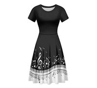 Biyejit Halloween Ghost Pattern Women's Crew Neck Dress Party Dress Short Sleeve Summer Casual Swing Dress S-4XL
